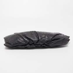 Pre Owned Gucci Black Ostrich Pleated Long Clutch