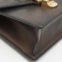 Pre Owned Gucci Black Leather Mini Sylvie Top Handle Bag
