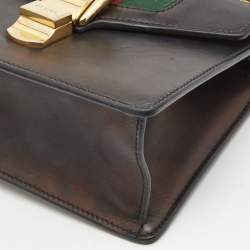 Pre Owned Gucci Black Leather Mini Sylvie Top Handle Bag