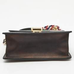 Pre Owned Gucci Black Leather Mini Sylvie Top Handle Bag