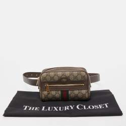 Gucci Brown/Beige GG Supreme Canvas and Leather Ophidia Belt Bag