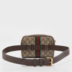 Gucci Brown/Beige GG Supreme Canvas and Leather Ophidia Belt Bag