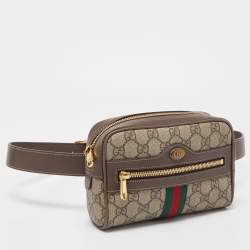 Gucci Brown/Beige GG Supreme Canvas and Leather Ophidia Belt Bag
