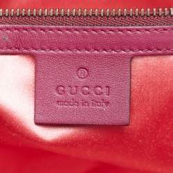 Pre Owned Gucci Magenta Matelassé Velvet Small GG Marmont Shoulder Bag