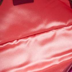 Pre Owned Gucci Magenta Matelassé Velvet Small GG Marmont Shoulder Bag