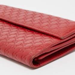 Gucci Red Guccissima Leather Flap Continental Wallet