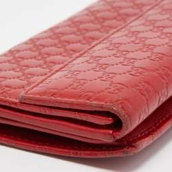 Gucci Red Guccissima Leather Flap Continental Wallet