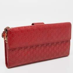 Gucci Red Guccissima Leather Flap Continental Wallet