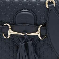 مملوكة مسبقًا Gucci Navy Blue Microguccissima Leather Mini Emily Chain Bag