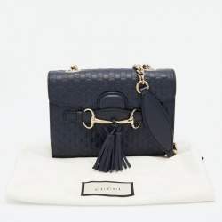 مملوكة مسبقًا Gucci Navy Blue Microguccissima Leather Mini Emily Chain Bag