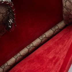 Pre Owned Gucci Beige/Red GG Supreme Canvas and Suede Small Dionysus Shoulder Bag