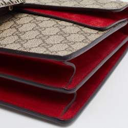 Pre Owned Gucci Beige/Red GG Supreme Canvas and Suede Small Dionysus Shoulder Bag