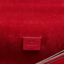 Pre Owned Gucci Beige/Red GG Supreme Canvas and Suede Small Dionysus Shoulder Bag