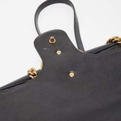 Pre Owned Gucci Black Matelassé Leather Medium GG Marmont Shoulder Bag