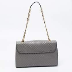 Pre Owned Gucci Grey Microguccissima Leather Medium Emily Shoulder Bag