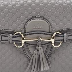 Pre Owned Gucci Grey Microguccissima Leather Medium Emily Shoulder Bag