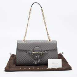 Pre Owned Gucci Grey Microguccissima Leather Medium Emily Shoulder Bag