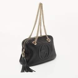 Pre Owned Gucci Black Leather Medium Soho Chain Shoulder Bag