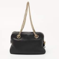 Pre Owned Gucci Black Leather Medium Soho Chain Shoulder Bag