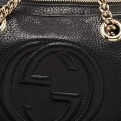 Pre Owned Gucci Black Leather Medium Soho Chain Shoulder Bag
