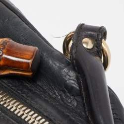 Pre Owned Gucci Black Leather Guccissima Horsebit Wave Boston Bag