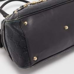 Pre Owned Gucci Black Leather Guccissima Horsebit Wave Boston Bag