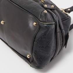 Pre Owned Gucci Black Leather Guccissima Horsebit Wave Boston Bag