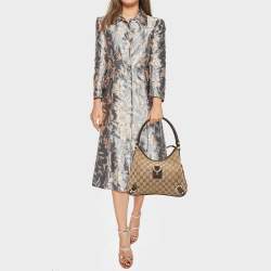 Pre Owned Gucci Brown/Beige GG Canvas and Leather Medium Abbey D-Ring Hobo
