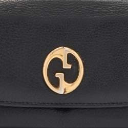 Gucci Black Leather 1973 Flap Continental Wallet