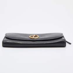 Gucci Black Leather 1973 Flap Continental Wallet