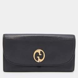 Gucci Black Leather 1973 Flap Continental Wallet