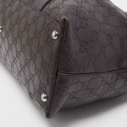 Gucci Dark Brown Guccissima Leather Bamboo Bar Tote
