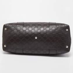 Gucci Dark Brown Guccissima Leather Bamboo Bar Tote