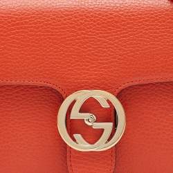 Pre Owned Gucci Orange Leather Dollar Interlocking G Crossbody Bag