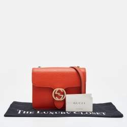 Pre Owned Gucci Orange Leather Dollar Interlocking G Crossbody Bag