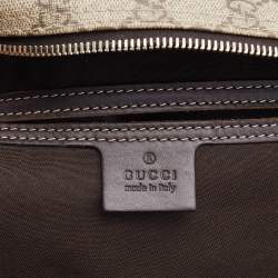 Pre Owned Gucci Beige/Brown GG Supreme Canvas and Leather Carry-On Duffle Bag