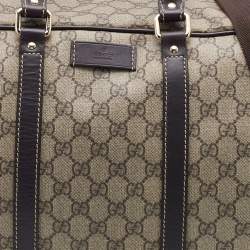 Pre Owned Gucci Beige/Brown GG Supreme Canvas and Leather Carry-On Duffle Bag