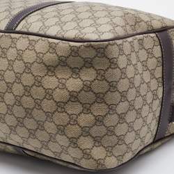 Pre Owned Gucci Beige/Brown GG Supreme Canvas and Leather Carry-On Duffle Bag