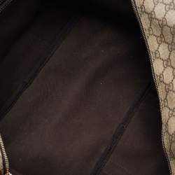 Pre Owned Gucci Beige/Brown GG Supreme Canvas and Leather Carry-On Duffle Bag