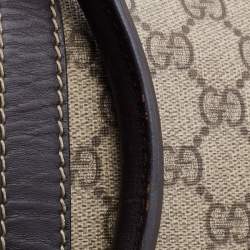 Pre Owned Gucci Beige/Brown GG Supreme Canvas and Leather Carry-On Duffle Bag