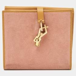 Gucci Pink/Tan Suede and Leather Jackie French Wallet