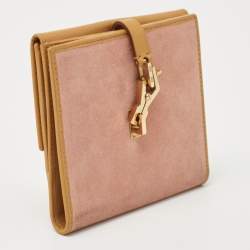 Gucci Pink/Tan Suede and Leather Jackie French Wallet