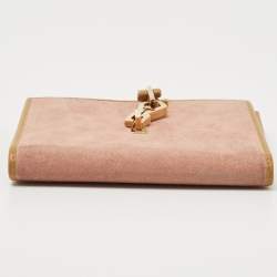 Gucci Pink/Tan Suede and Leather Jackie French Wallet