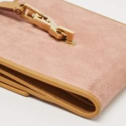 Gucci Pink/Tan Suede and Leather Jackie French Wallet