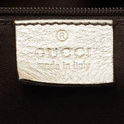 Pre Owned Gucci Beige/Gold GG Canvas and Leather Large Abbey D Ring Shoulder Bag