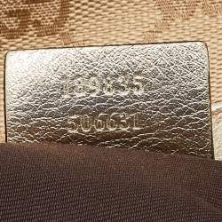 Pre Owned Gucci Beige/Gold GG Canvas and Leather Large Abbey D Ring Shoulder Bag
