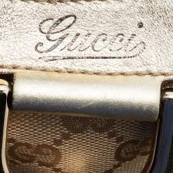 Pre Owned Gucci Beige/Gold GG Canvas and Leather Large Abbey D Ring Shoulder Bag