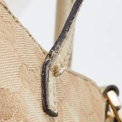 Pre Owned Gucci Beige/Gold GG Canvas and Leather Large Abbey D Ring Shoulder Bag