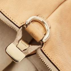 Pre Owned Gucci Tan Leather Medium Bamboo Shopper Tote
