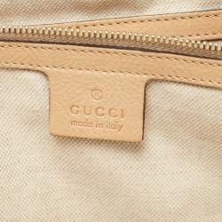Pre Owned Gucci Tan Leather Medium Bamboo Shopper Tote
